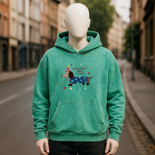 Sudadera con capucha lavada en verde