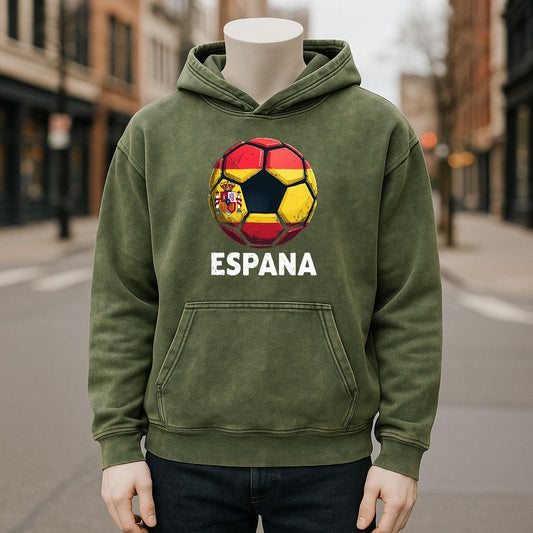 Sudadera con capucha lavada de color verde militar