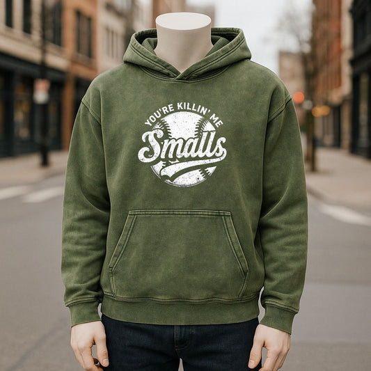 Sudadera con capucha lavada de color verde militar