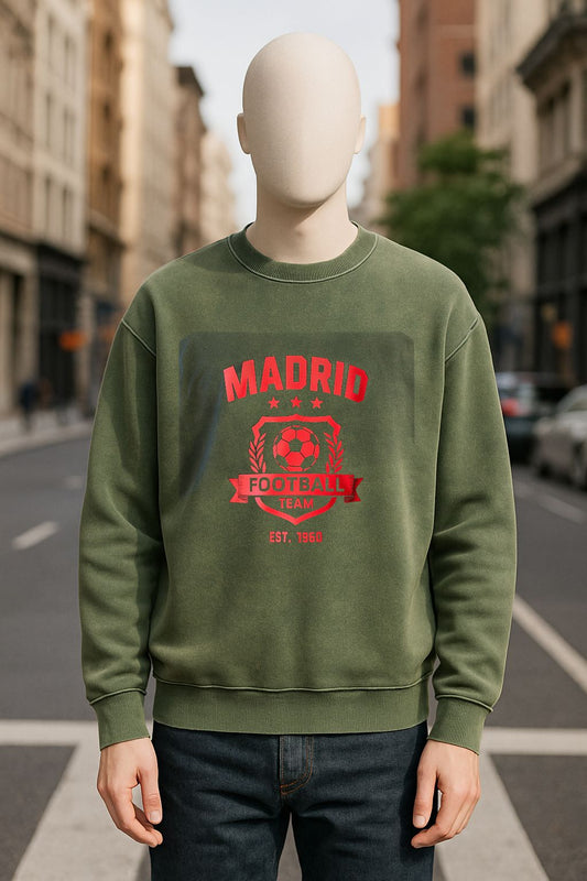 Sudadera verde militar lavada