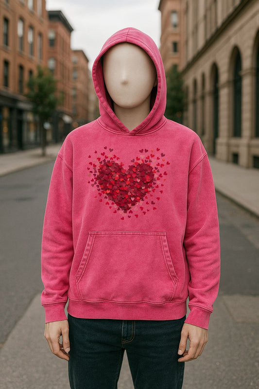 Sudadera con capucha lavada en rojo rosa
