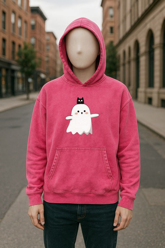 Sudadera con capucha lavada en rojo rosa