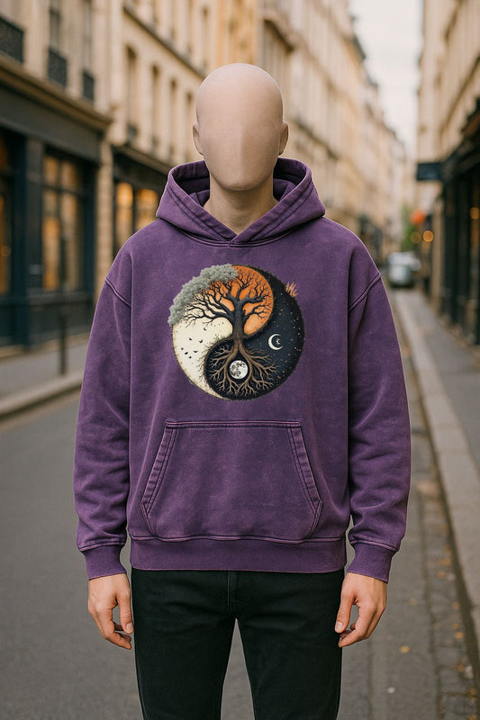 Sudadera con capucha lavada en morado
