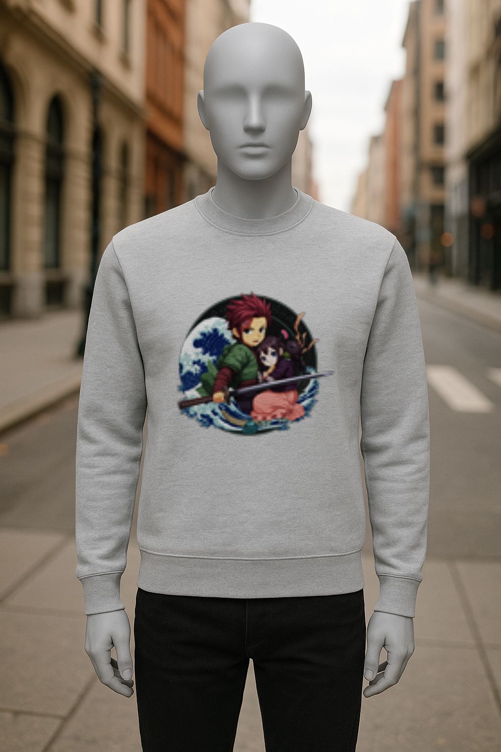 sudadera con dibujo GRIS