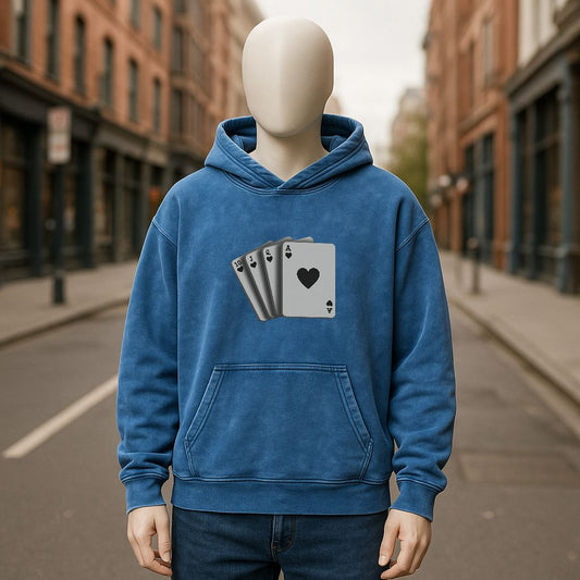 Sudadera con capucha lavada en azul