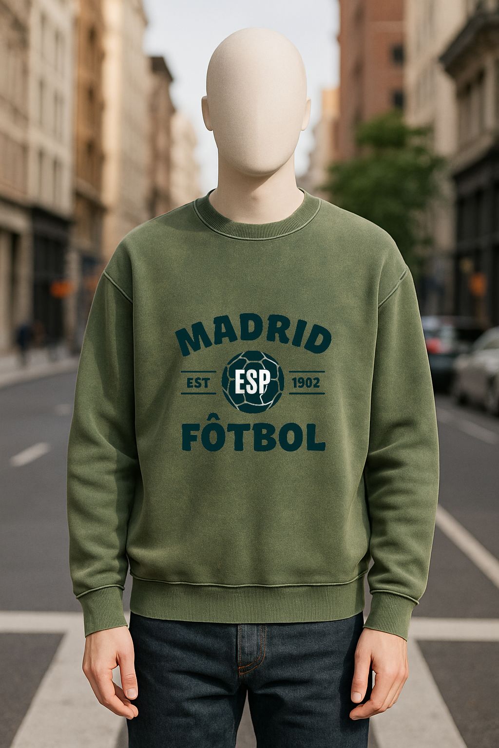 Sudadera verde militar lavada