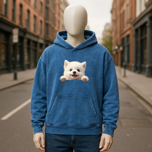 Sudadera con capucha lavada en azul