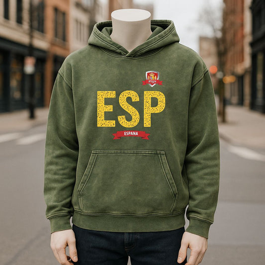 Sudadera con capucha lavada de color verde militar