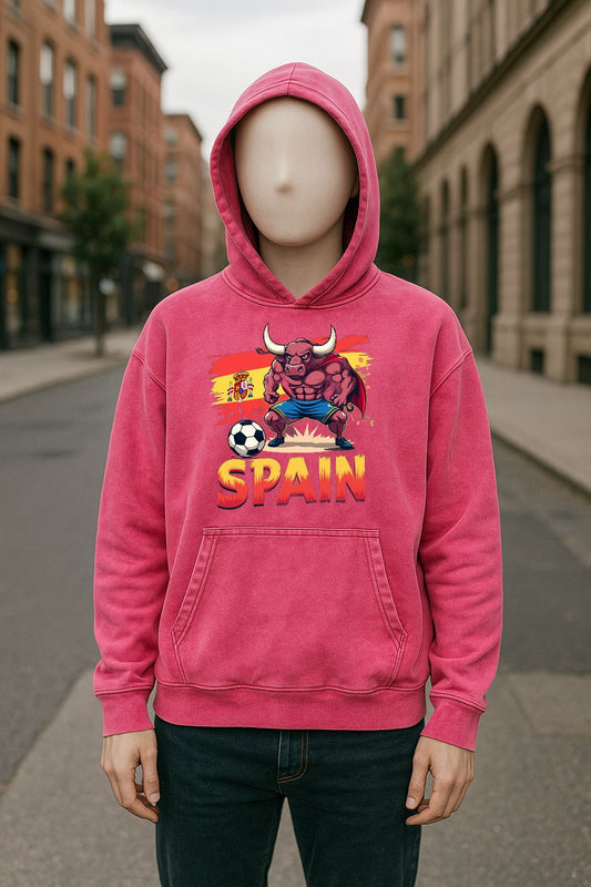 Sudadera con capucha lavada en rojo rosa