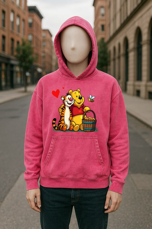 Sudadera con capucha lavada en rojo rosa
