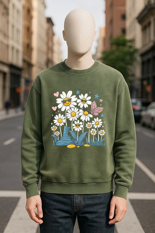 Sudadera verde militar lavada