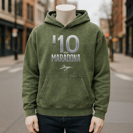 Sudadera con capucha lavada de color verde militar