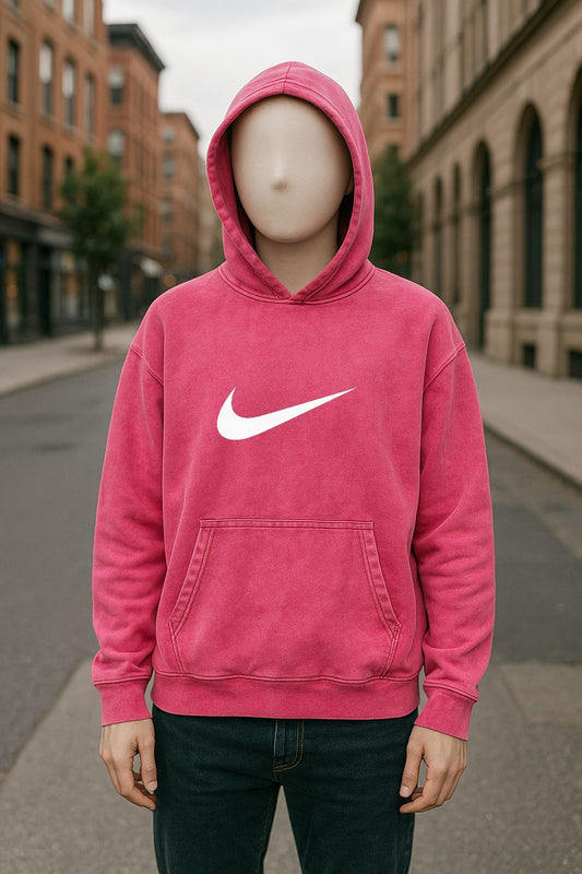 Sudadera con capucha lavada en rojo rosa