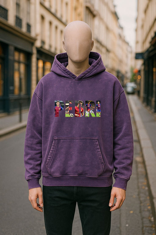 Sudadera con capucha lavada en morado