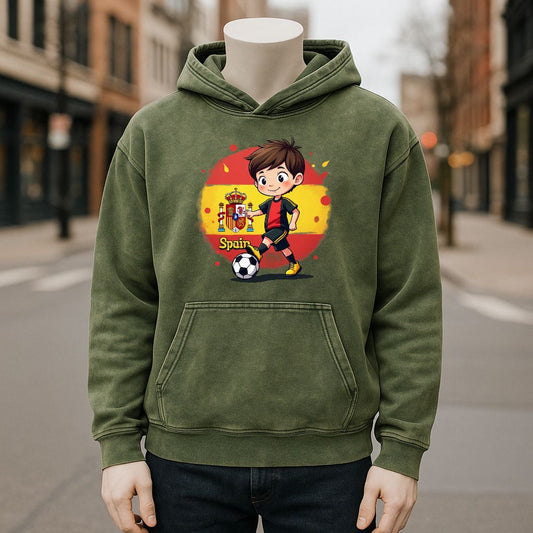 Sudadera con capucha lavada de color verde militar