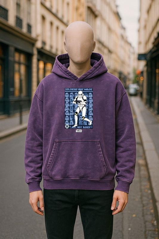 Sudadera con capucha lavada en morado
