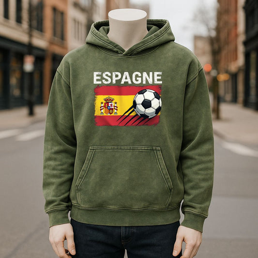 Sudadera con capucha lavada de color verde militar