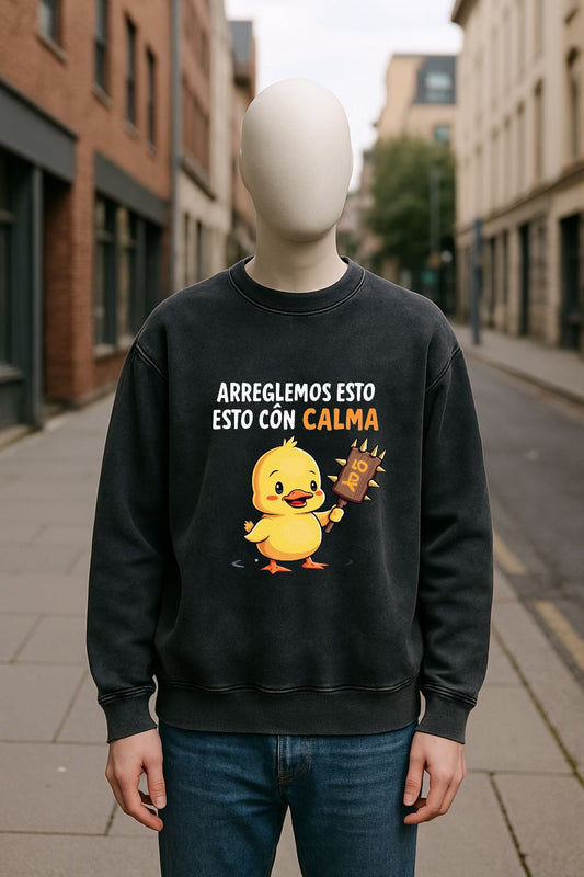 Sudadera negra lavada