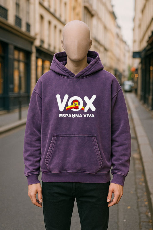 Sudadera con capucha lavada en morado