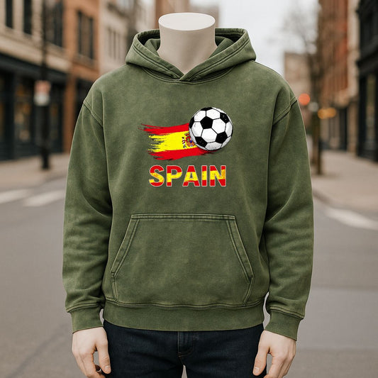 Sudadera con capucha lavada de color verde militar