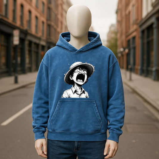 Sudadera con capucha lavada en azul