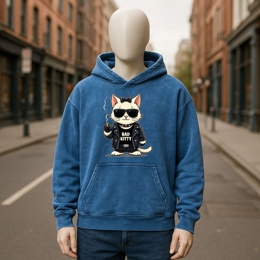 Sudadera con capucha lavada en azul