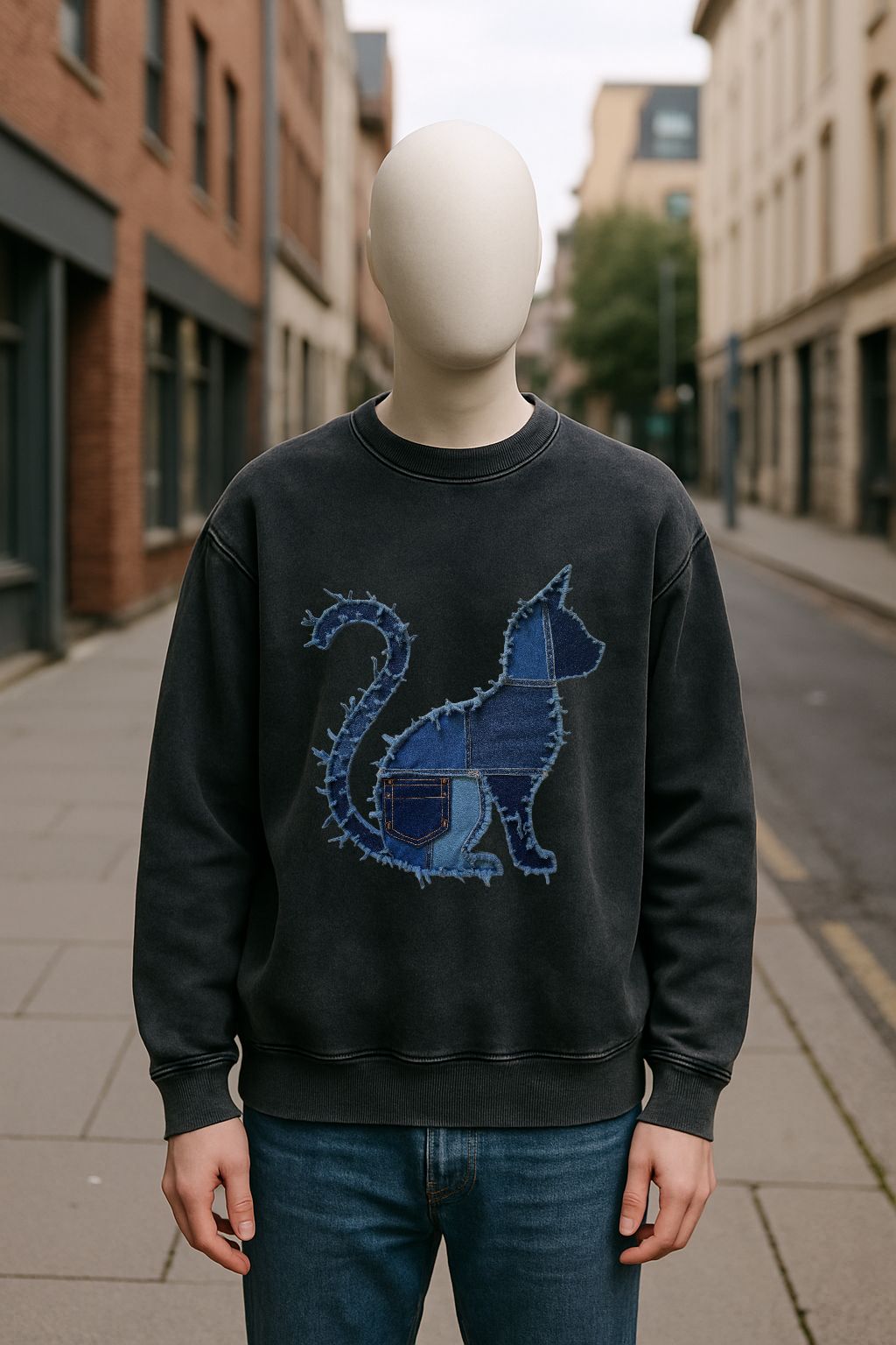 Sudadera negra lavada