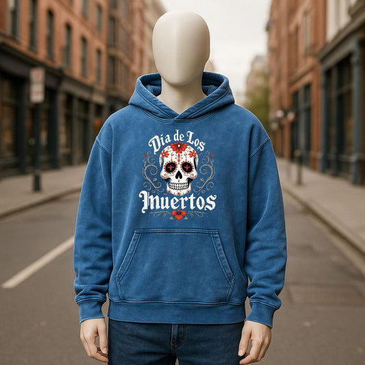 Sudadera con capucha lavada en azul