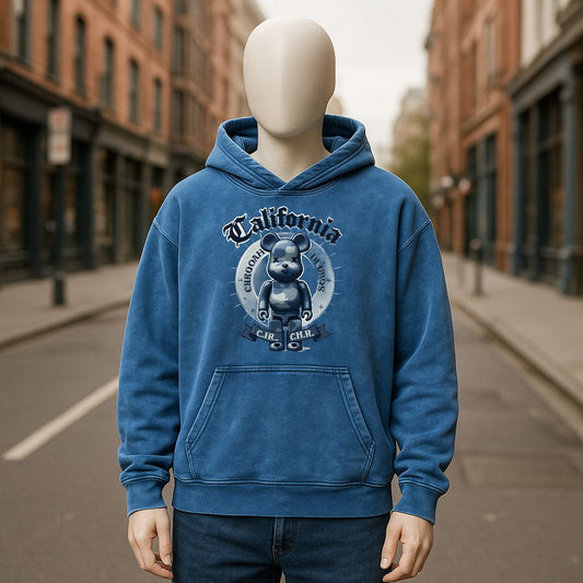 Sudadera con capucha lavada en azul