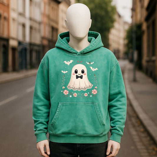 Sudadera con capucha lavada en verde