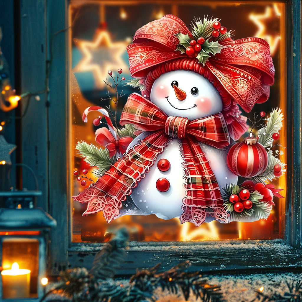 1套 复古圣诞雪人马桶贴,红格纹雪人设计,风格经典,适合喜爱传统圣诞风的家庭卫浴装饰,轻松打造节日氛围感,粘贴便捷易清洁。