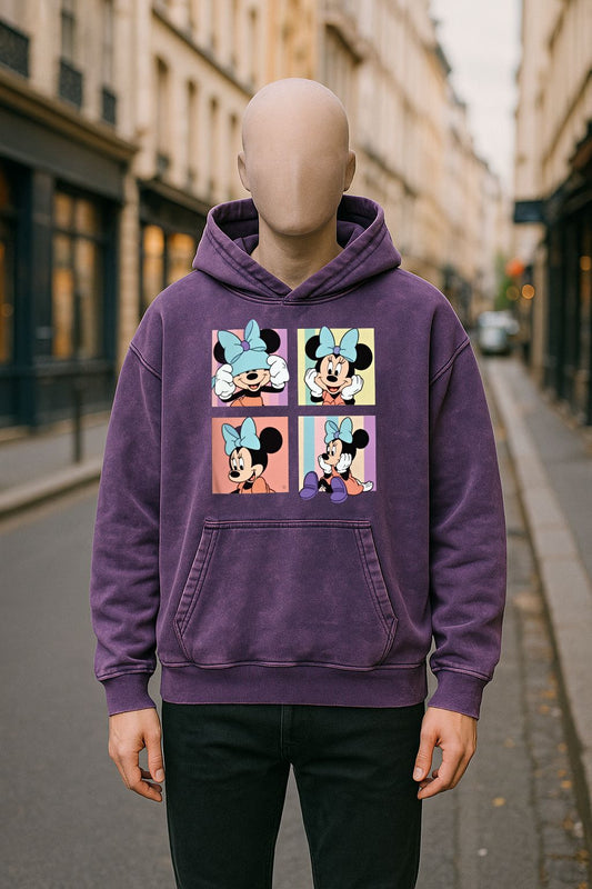 Sudadera con capucha lavada en morado