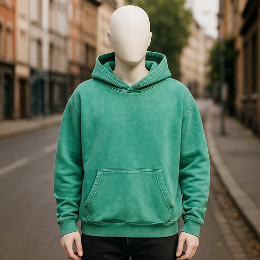 Sudadera con capucha lavada en verde