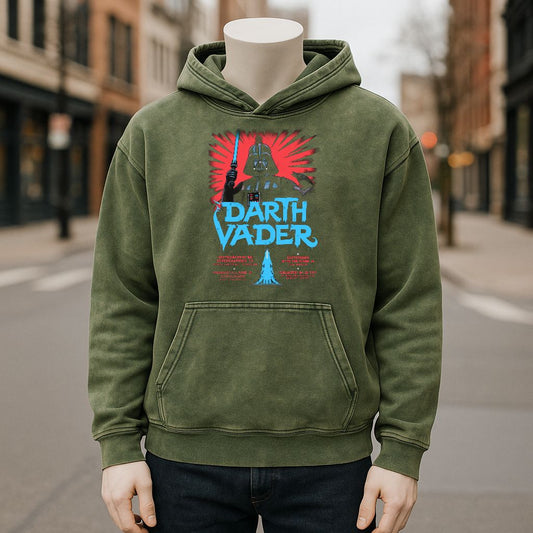 Sudadera con capucha lavada de color verde militar