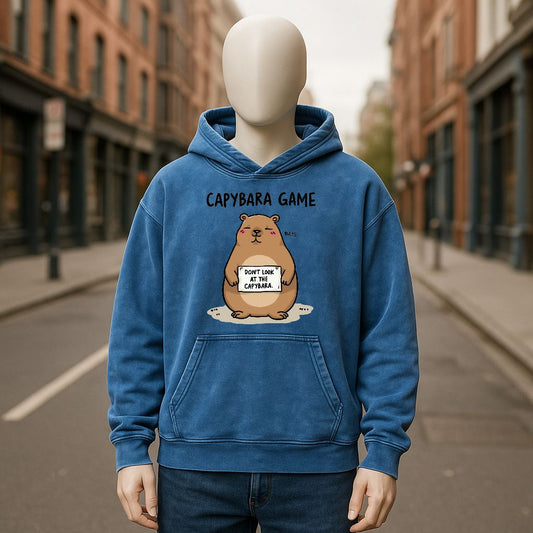 Sudadera con capucha lavada en azul