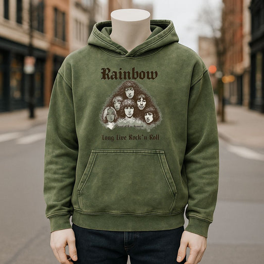 Sudadera con capucha lavada de color verde militar