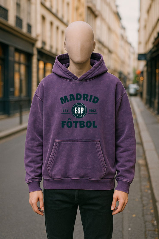 Sudadera con capucha lavada en morado