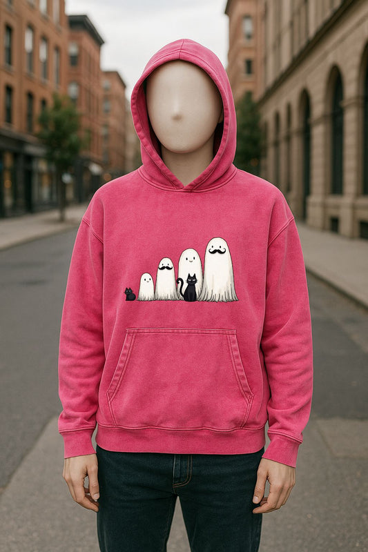 Sudadera con capucha lavada en rojo rosa