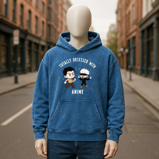 Sudadera con capucha lavada en azul