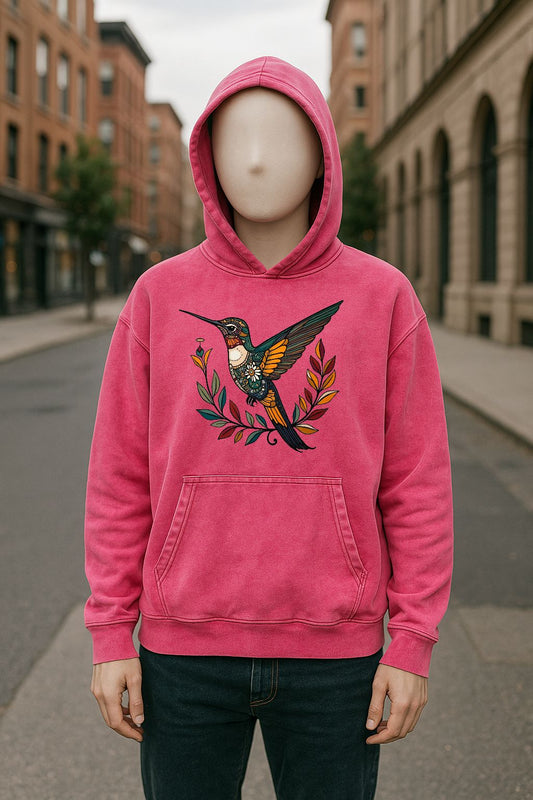 Sudadera con capucha lavada en rojo rosa