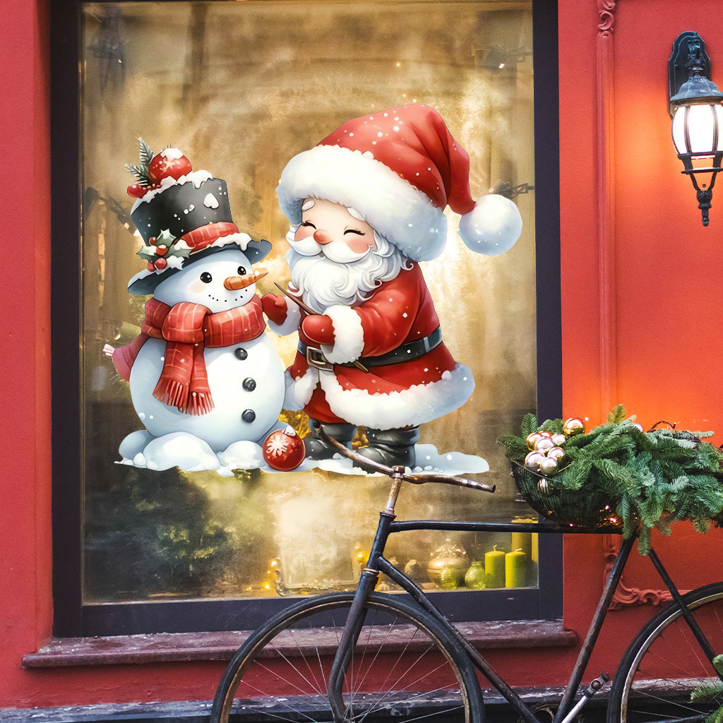 1套 萌趣圣诞互动墙贴,Q 版圣诞老人堆雪人造型,童趣温馨,贴于卧室、客厅墙面,为圣诞添治愈氛围,自粘易贴可灵活点缀空间。