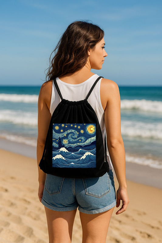 Mochila de terciopelo con cuerda 34x38