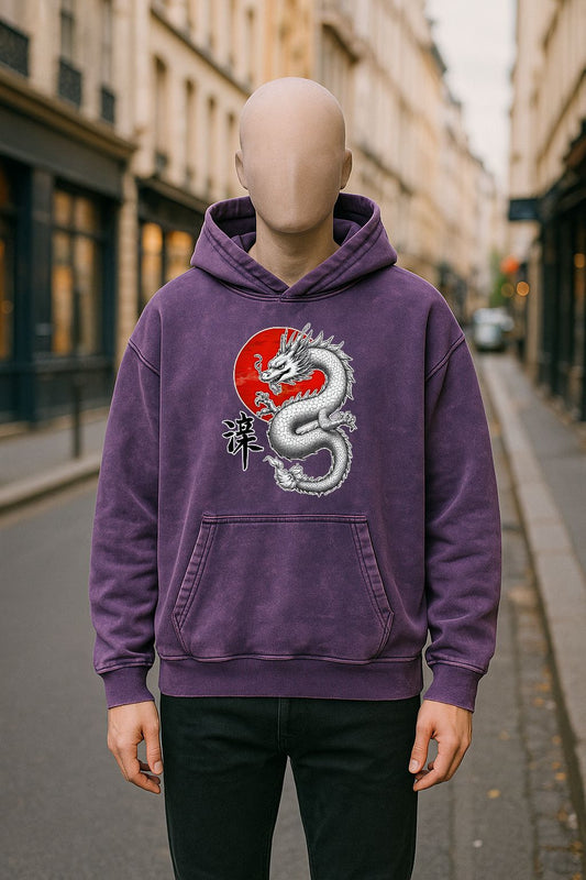 Sudadera con capucha lavada en morado