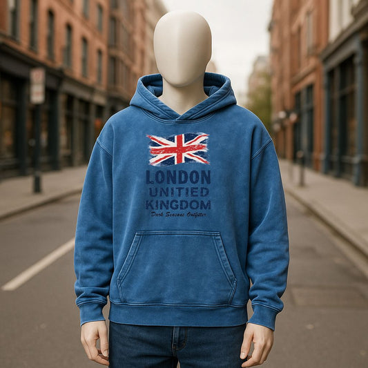 Sudadera con capucha lavada en azul