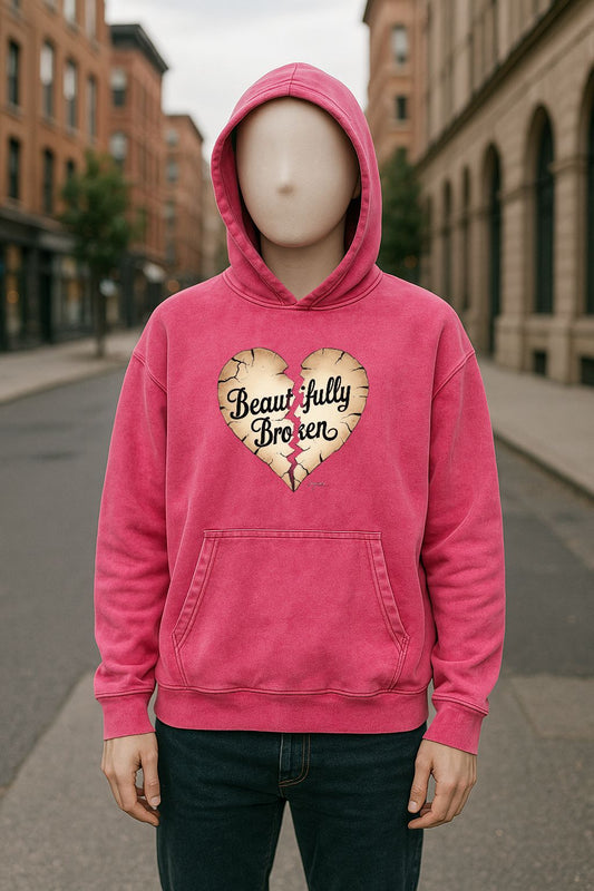 Sudadera con capucha lavada en rojo rosa