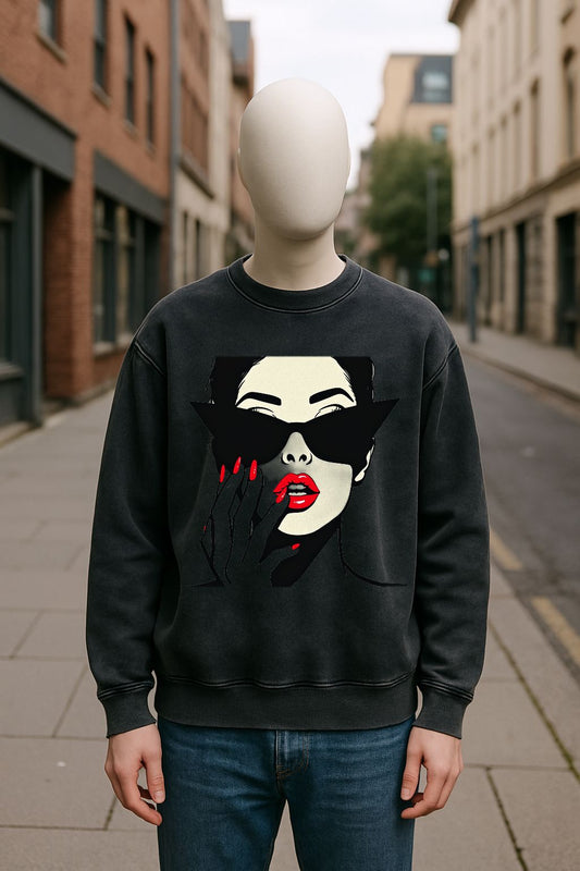 Sudadera negra lavada