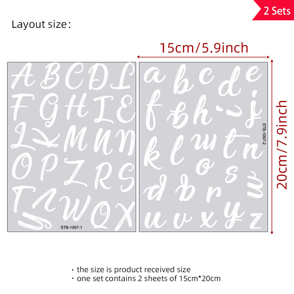 2套 26个白色英文前卫潮流字母转印水晶标贴纸 自粘防水可拆卸创意DIY水晶贴纸 增添生活趣味性与文化艺术氛围性 适用于水杯 玻璃 金属 笔记本等装饰