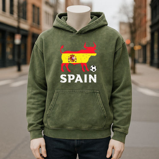 Sudadera con capucha lavada de color verde militar