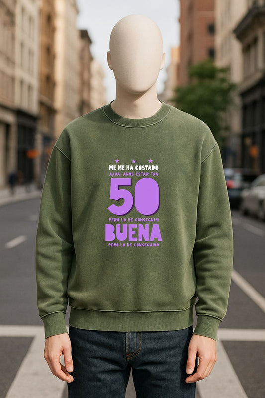 Sudadera verde militar lavada