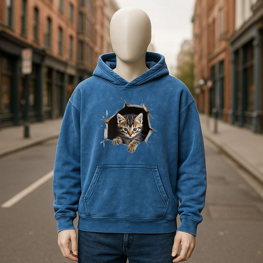 Sudadera con capucha lavada en azul